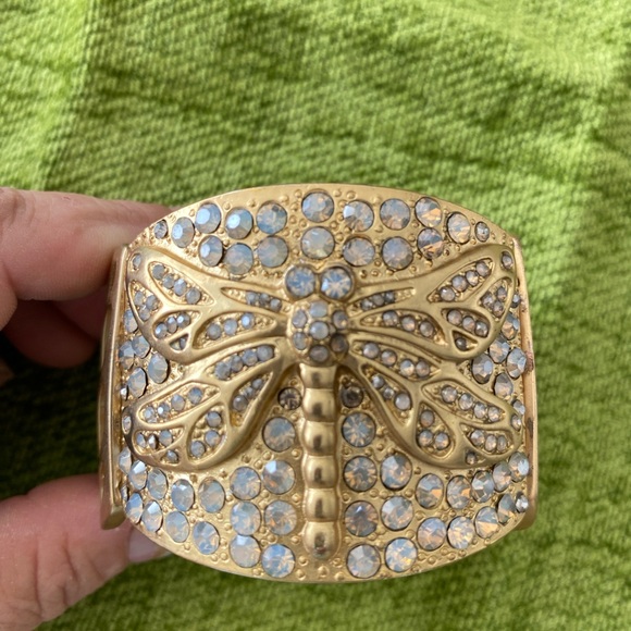 Accessories - Elegant Gold Dragonfly Crystal Cuff Bracelet